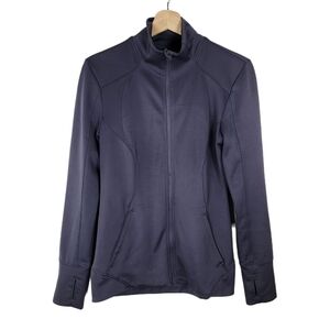 Apana Athletic women's zip up sweater gray Jacket Thumbholes Pockets Activewear